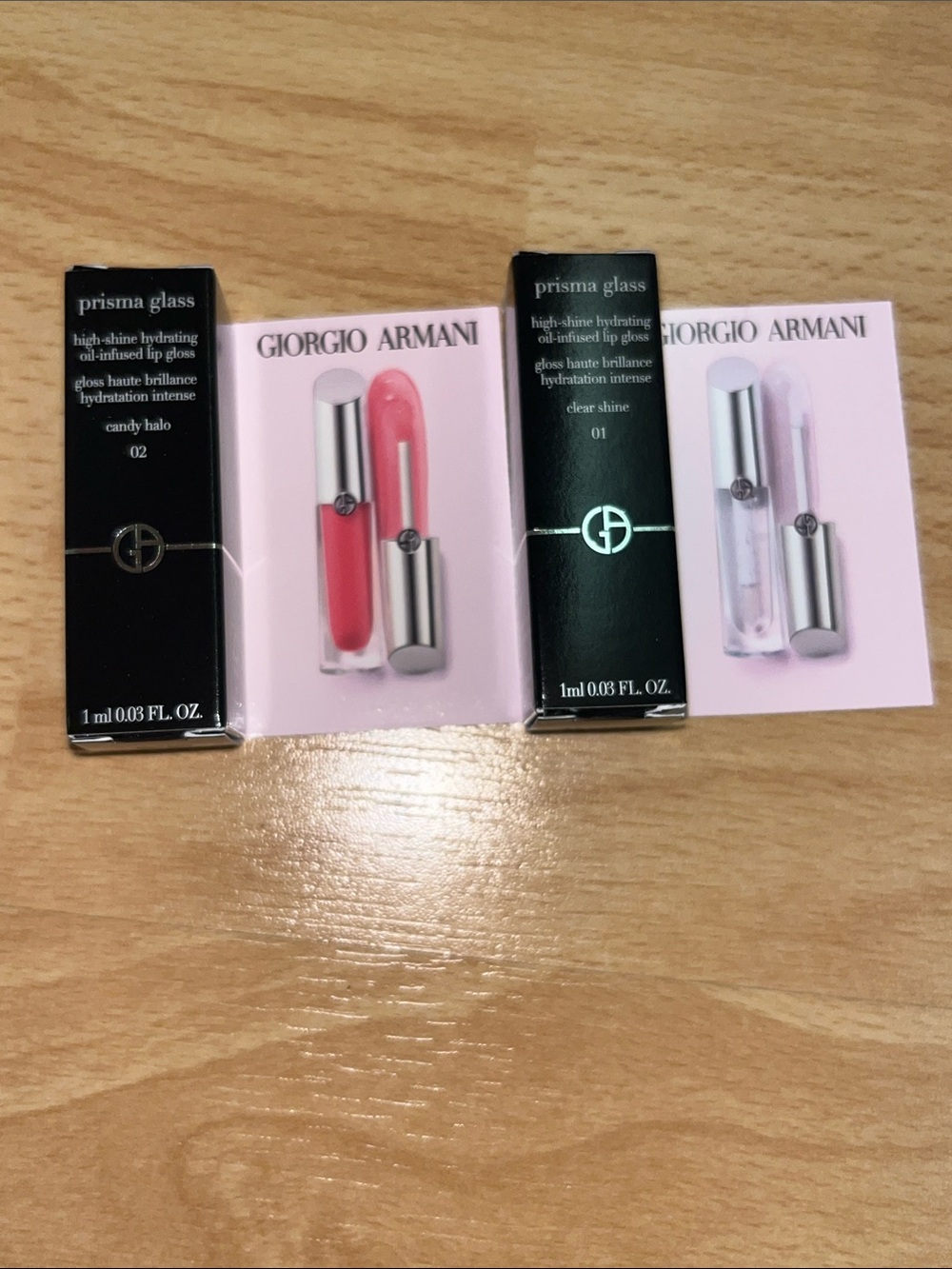 Giorgio Armani prisma glass high-shine hydrating oil-infused lip gloss 2x